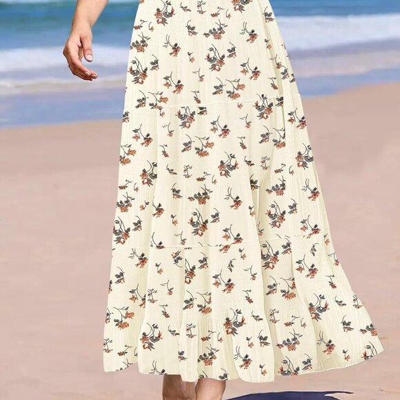 Maxi Skirts for Women Pleated Long Flowy Chiffon Elastic Waist Tiered A Line Ski - Picture 6 of 7